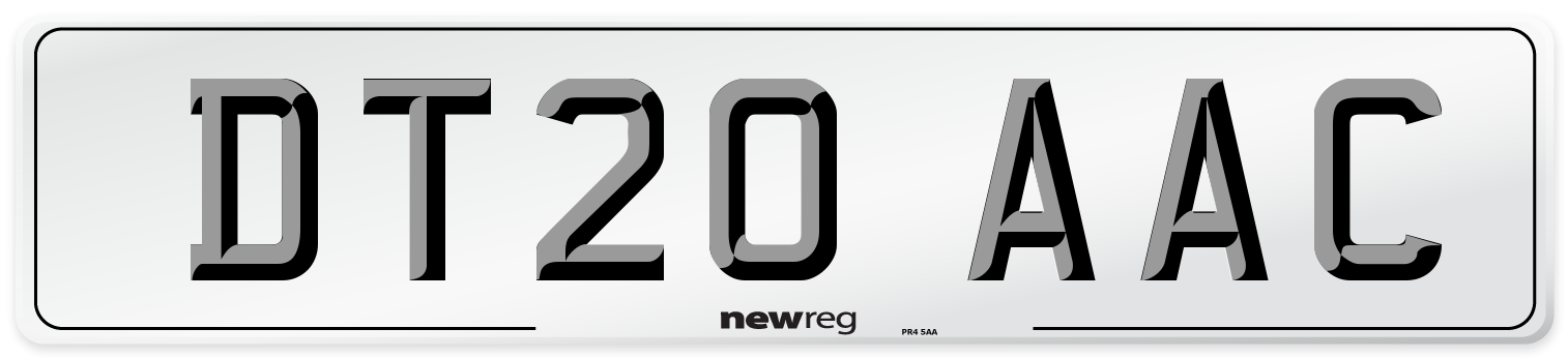 DT20 AAC Number Plate from New Reg